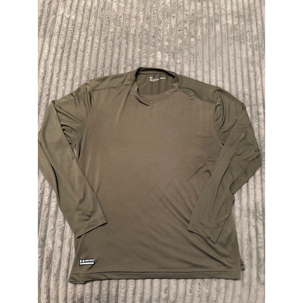 Under Armour Tactical Tech Long Sleeve Shirt Mens Large Olive Green Loose Fit